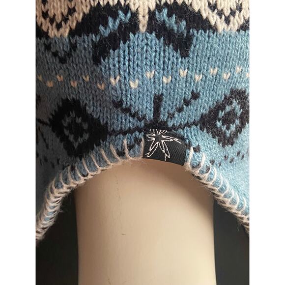 Blue/Black/White Fleece Lined Winter Beanie w/Tassels sz OS (Unisex) - Picture 5 of 7